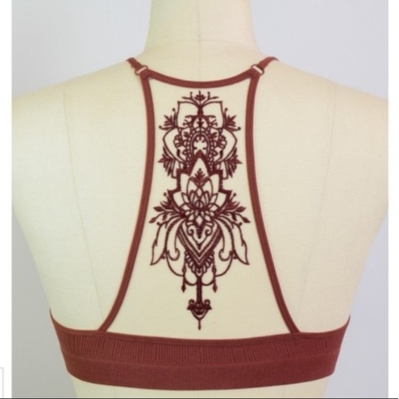 LAST 1 M/L NEW Bohemian Design Back Mesh Racerback Bralette - Picture 7 of 8